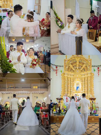 The solemn and beautiful moments of a Catholic wedding ceremony, from the couple standing at the altar to their walk down the aisle.