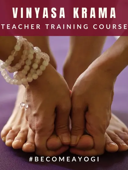 A close-up of the feet in a forward bend, symbolizing the grounding and depth we explore in my Vinyasa Krama teacher training course. #BecomeAYogi