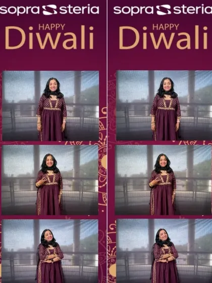 A festive photo strip created for Sopra Steria's Happy Diwali celebration. Our booths can be fully customized with seasonal and holiday themes to match any corporate event.