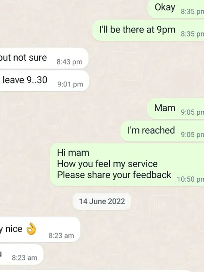 Even simple, positive feedback like "Very nice" shows me that my service is helping my clients feel better. Your satisfaction is my priority.