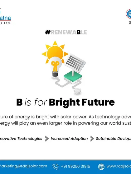 B is for Bright Future. The future of energy is bright with solar power. As technology advances, solar will play an even larger role in powering our world sustainably.