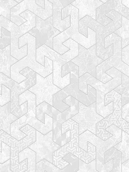 A white-on-white version of the interlocking geometric wallpaper, creating a subtle textured effect.