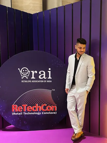 Posing at the ReTechCon event for the Retailers Association of India before my performance.