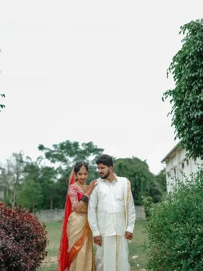 A duplicate of 194, a serene portrait of the couple in a garden.
