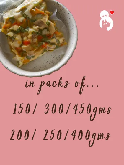 You can now order our vacuum-sealed meals in packs of 150, 200, 250, 300, 400, and 450 grams.