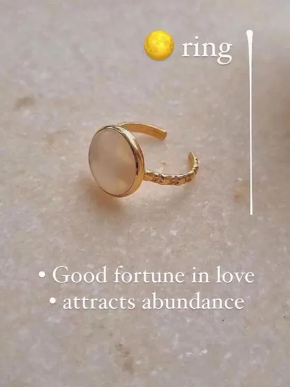 This White Moonstone Saturn ring is for good fortune in love and attracting abundance. Its simple, elegant design makes it a perfect daily talisman.