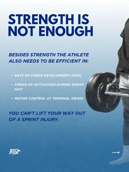 Strength is not enough to prevent hamstring re-injury. The athlete also needs to be efficient in rate of force development and motor control. You can't lift your way out of a sprint injury.