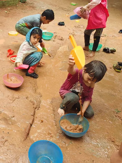 A collection of moments from our various hands-on science activities, showing children deeply engaged in learning through doing.