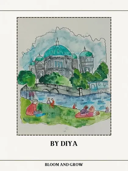 Diya's version of the Berlin Dome, showcasing her ability to handle both architectural details and natural elements.