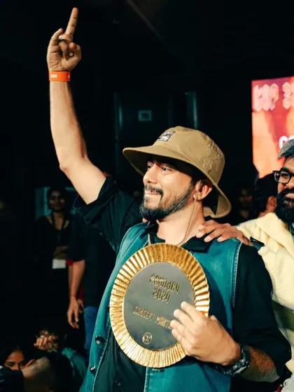 The Concept Master winner of FOUNDRY 2024, celebrating his victory.