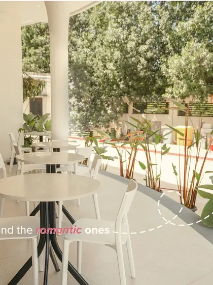 Our outdoor patio seating is perfect for the romantic ones who want to enjoy the fresh air and greenery.