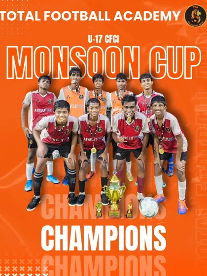 The U17 team celebrating their CFCI Monsoon Cup championship. A great victory for our senior squad.