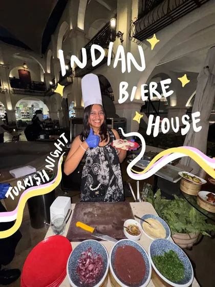 Turkish night at Indian Biere House. I went all out with the doodles here, adding a chef's hat and colorful swirls to celebrate the fun event.