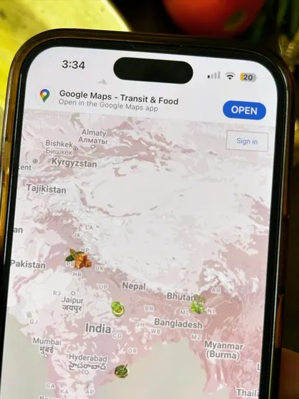 Our Food Atlas, shown on a phone, is an interactive map to discover regional recipes. It's a way to showcase India's incredible food diversity and inspire you to preserve your own family's traditions.