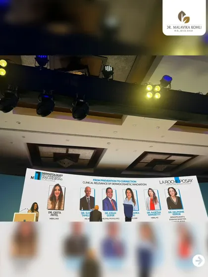 The screen displaying the panel of esteemed dermatologists at the La Roche-Posay launch event. It is always a joy to share knowledge with young, eager minds in the industry.