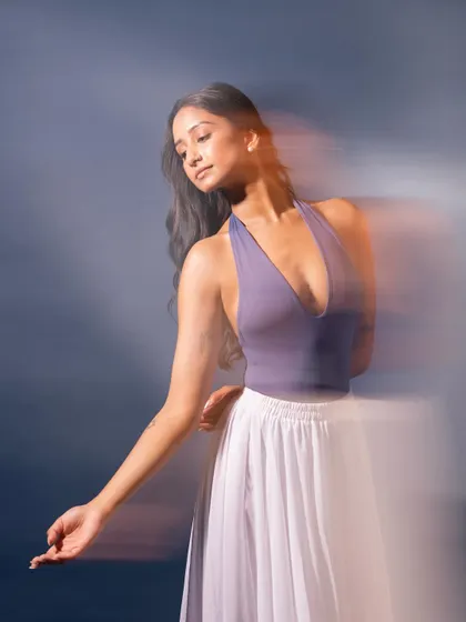 An artistic shot with motion blur, capturing the feeling of movement. This 'swan song' series was about expressing the ephemeral nature of dance through photography.