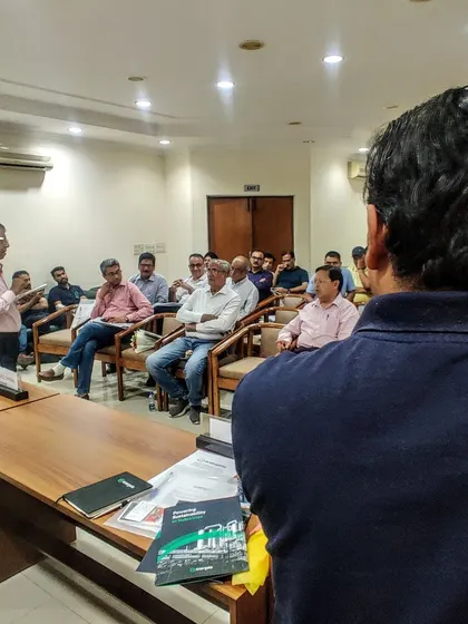 Our Vice President of Sales, Sumit Gupta, speaks to members of the Gurgaon Industrial Association. These educational seminars are a core part of our mission to build trust and demystify energy efficiency solutions for factory owners.