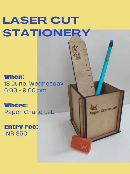 Our laser-cut stationery workshop is perfect for teams that appreciate functional design. Everyone gets to create and personalize their own desk set, including a pen stand, ruler, and even an engraved eraser.
