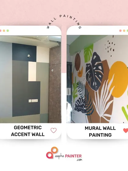 Which wall painting style do you prefer? A modern geometric accent wall or a vibrant, free-flowing mural? We can do both.