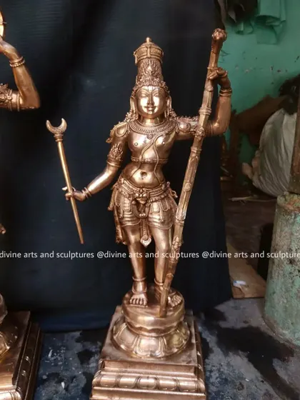 A 28-inch Panchaloha sculpture from a Ramar set, made for the Shri Palimaru Mutt in Udupi. This figure depicts Lakshmana, Lord Rama's devoted brother.