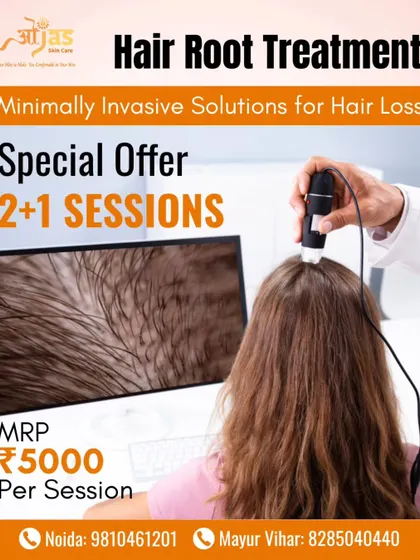 This image shows a scalp analysis, the first step in our Hair Root Treatment. We diagnose the issue before creating a personalized, minimally invasive plan to strengthen roots and promote healthy hair.