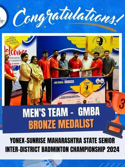 A proud bronze medal finish for the Men's Team from GMBA (Greater Mumbai Badminton Association) at the state championship.