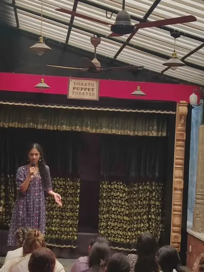 A young member of our team addresses visiting students. We are passionate about passing on our knowledge and inspiring the next generation of artists and cultural custodians.