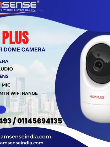 This is a popular indoor WiFi camera from CP Plus. It's a PT (pan-tilt) camera with two-way audio and a 3.6mm lens, making it a versatile choice for home monitoring.
