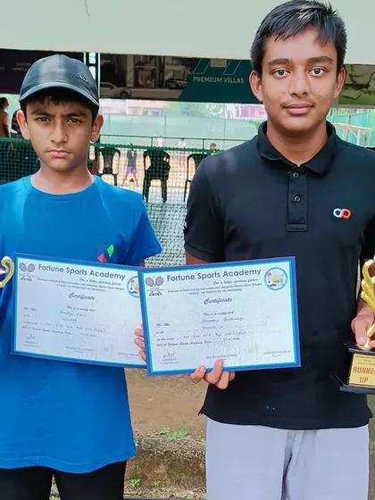 The top two finishers in the Boys U14 singles category at the AITA CS7 tournament. These events are designed to test and develop the skills of emerging tennis players.