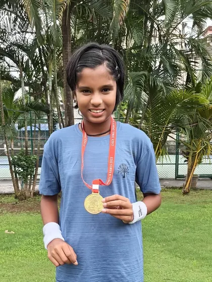 Tamanna Nair, winner of the CISCE Zonal Lawn Tennis Tournament, representing her school and on the path to the nationals.