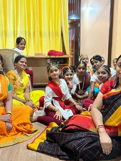 Our gurus with a group of young, aspiring dancers, nurturing the next generation of artists.