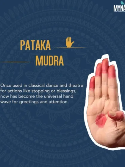 The Pataka Mudra, used for stopping or blessing in classical dance, has become the universal hand wave for greetings.