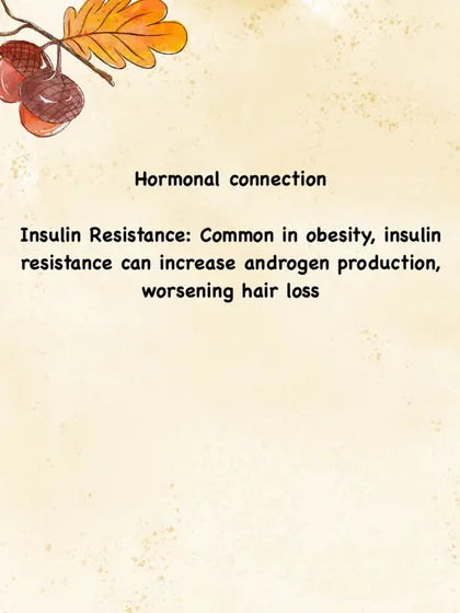 One hormonal connection is insulin resistance, which is common in obesity. This can increase the production of androgens, the hormones that can worsen genetic hair loss.