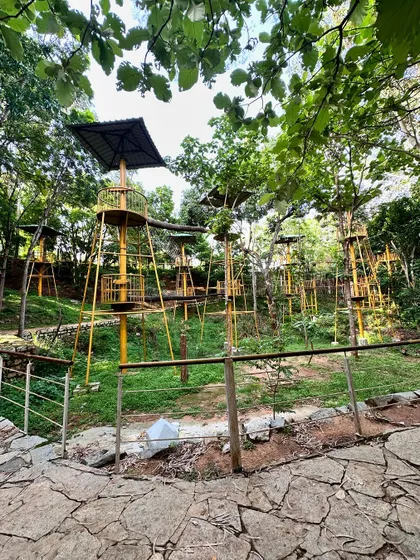 The rope course at our Nandi Hills location is a key attraction, providing a structured adventure experience that promotes trust and communication within groups.
