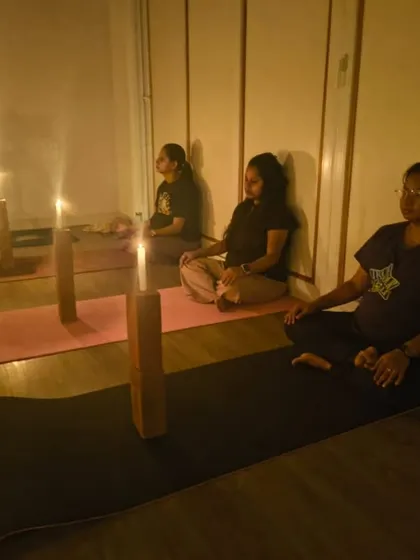 In the quiet glow of candlelight, our prenatal class finds stillness. This Tratak session is designed to help mothers-to-be connect with their inner peace and prepare mentally for childbirth.