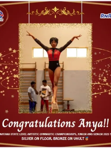 Anya proves her versatility with a Silver on Floor and Bronze on Vault at the Karnataka State Level Championships. A fantastic all-around performance.
