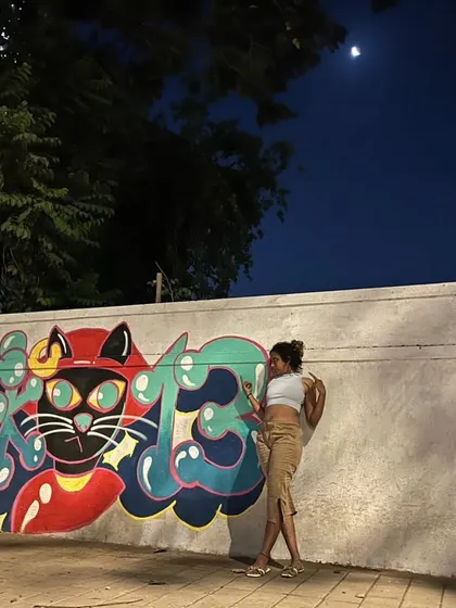 Another shot with my cat graffiti, feeling the satisfaction of completing a piece that adds character to the neighborhood.