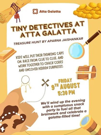 Our 'Tiny Detectives' treasure hunt is a thrilling indoor adventure. Kids put on their thinking caps to race from clue to clue, crack codes, and uncover hidden surprises.