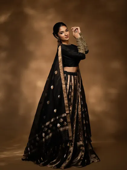 The movement of the lehenga is captured beautifully in this shot, showing how the entire look comes together.