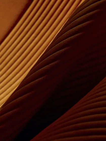 An abstract, close-up view of our ribbed 3D wallcovering. The deep shadows and highlights emphasize the sculptural quality of the material, turning a simple wall into a dynamic surface.