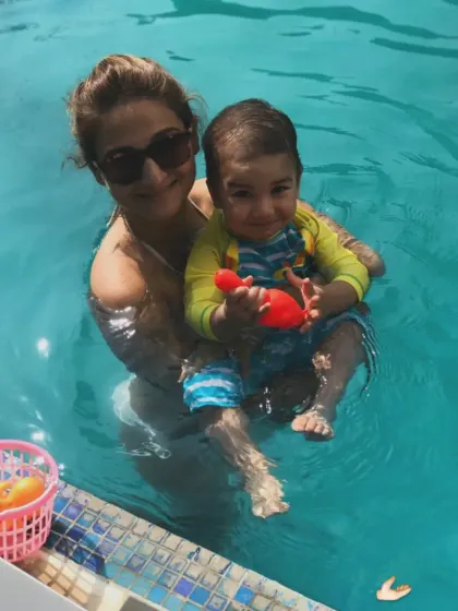 A moment of play and connection between a mother and her child during our session.