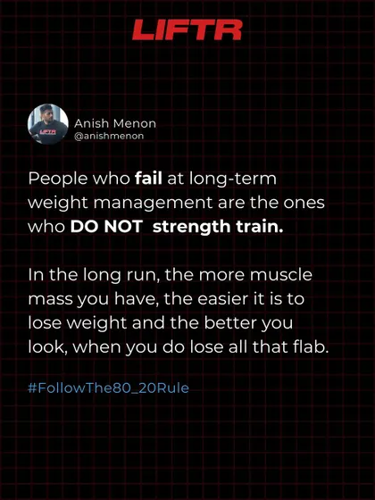 Let's be clear. People who fail at long-term weight management are the ones who DO NOT strength train. Cardio alone won't cut it. The more muscle you have, the easier it is to lose fat and the better you'll look when you do. This is a core principle of my coaching. PERIOD.
