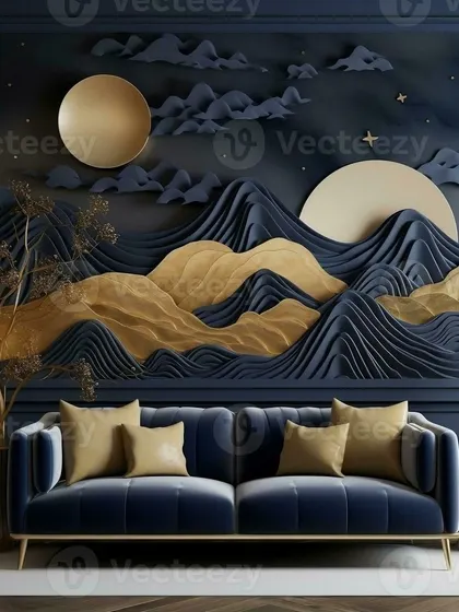 A duplicate of media 163, this image provides inspiration for a high-end, contemporary space using textured, metallic, and 3D elements.