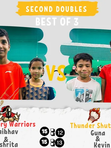 A Second Doubles match from the final day. The Victory Warriors take the win in two close sets.