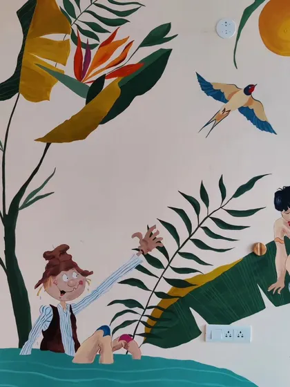 A duplicate image of the scarecrow scene from the Poldi mural.