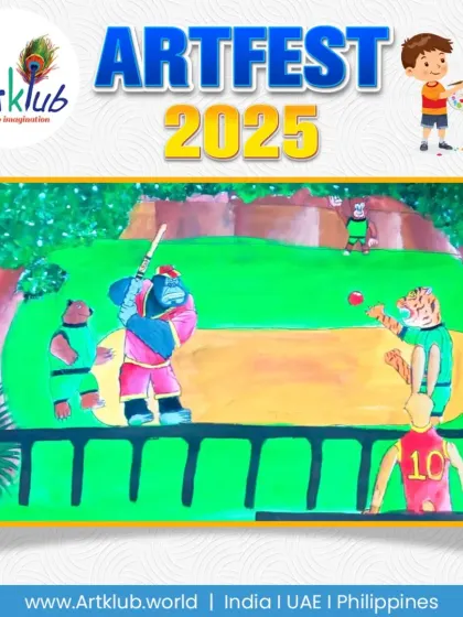 A fun and imaginative cricket match between animal characters, created by one of our senior students.