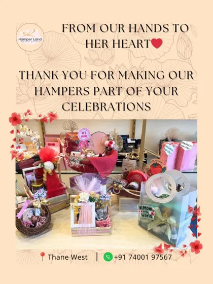 A heartfelt thank you for letting me be a part of your Mother's Day celebrations. This image shows a collection of the beautiful pink and red themed hampers I created, each one packed with love and appreciation.