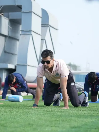 Scenes from a match day activation session on a rooftop. We use whatever space we have to get the team ready.