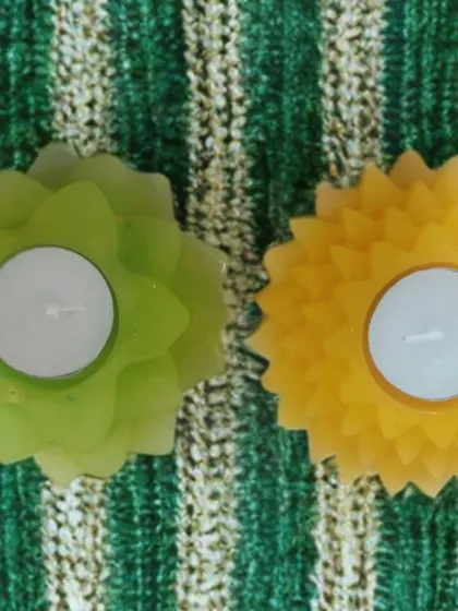 You can choose any color for your festive decor. Here is a set of my lotus T-light holders in a fresh green and a sunny yellow, perfect for mixing and matching.