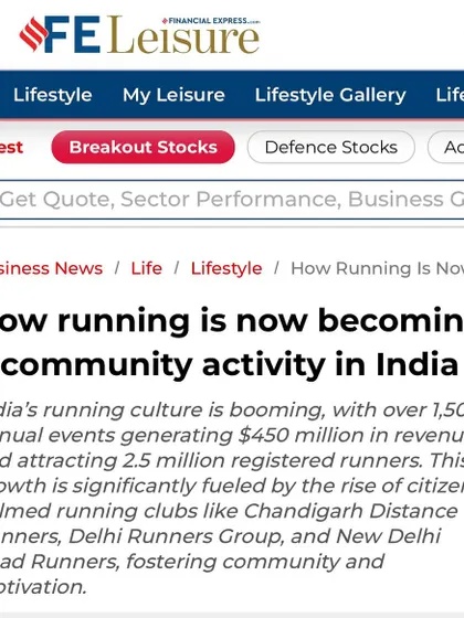 The headline from the Financial Express article: "How running is now becoming a community activity in India." We are proud to be part of this movement.